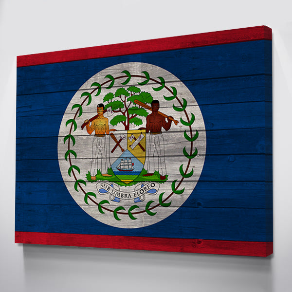 Wood Belize Flag | 1.5 Inch Thick Gallery Canvas Print