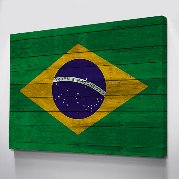 Wood Brazil Flag | 1.5 Inch Thick Gallery Canvas Print