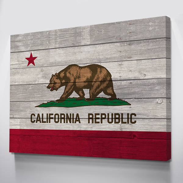 Wood California Flag | 1.5 Inch Thick Gallery Canvas Print