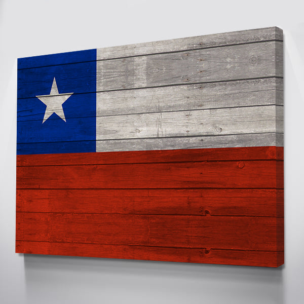 Wood Chile Flag | 1.5 Inch Thick Gallery Canvas Print