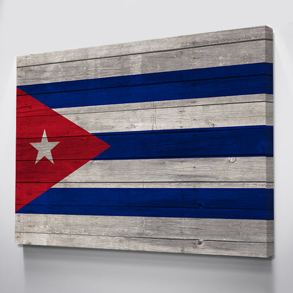 Wood Cuba Flag | 1.5 Inch Thick Gallery Canvas Print