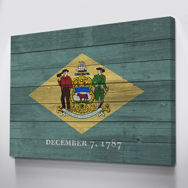 Wood Delaware Flag | 1.5 Inch Thick Gallery Canvas Print