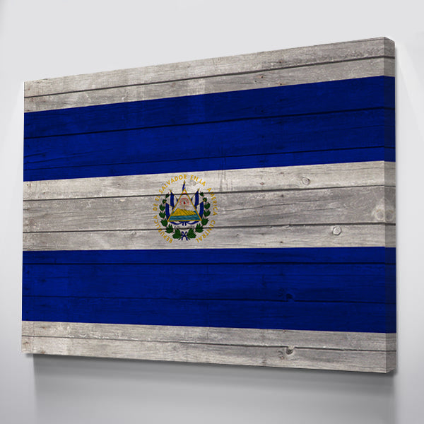 Wood El Salvador Flag | 1.5 Inch Thick Gallery Canvas Print
