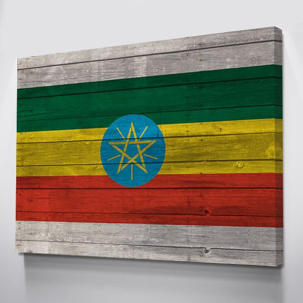 Wood Ethiopia Flag | 1.5 Inch Thick Gallery Canvas Print