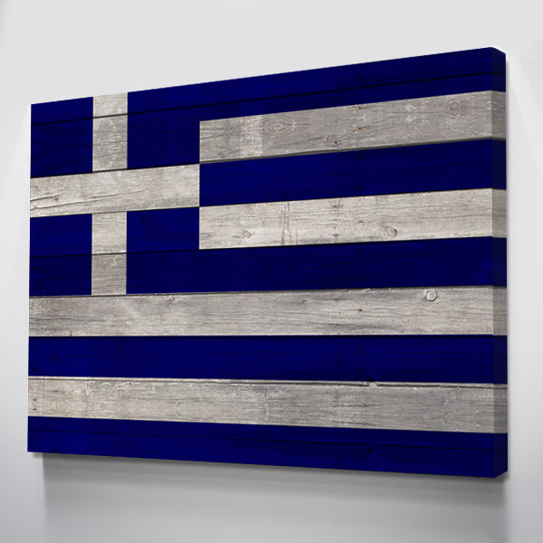 Wood Greece Flag | 1.5 Inch Thick Gallery Canvas Print