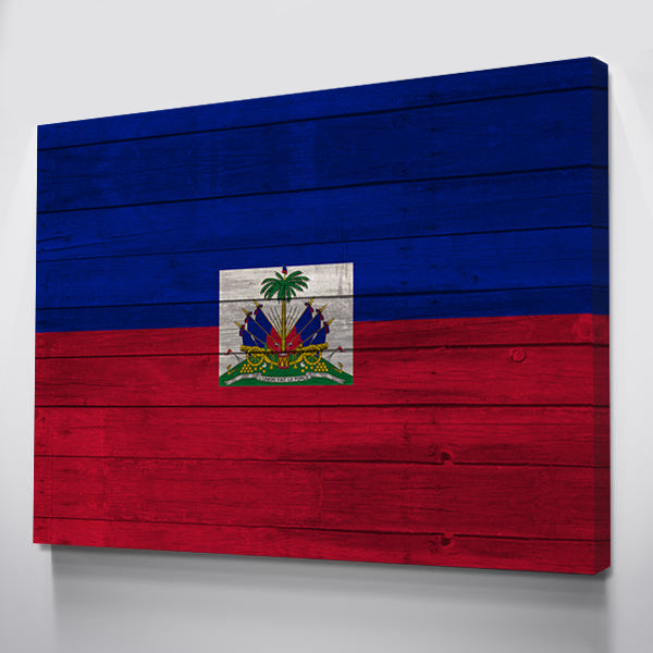 Wood Haiti Flag | 1.5 Inch Thick Gallery Canvas Print