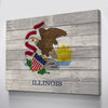 Wood Illinois Flag | 1.5 Inch Thick Gallery Canvas Print