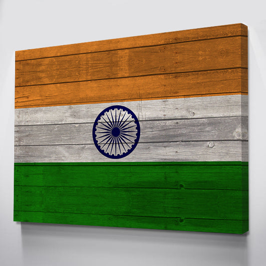 Wood India Flag | 1.5 Inch Thick Gallery Canvas Print