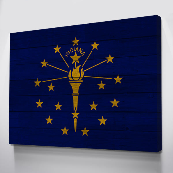 Wood Indiana Flag | 1.5 Inch Thick Gallery Canvas Print