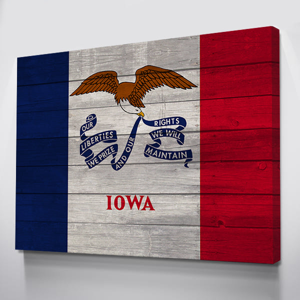 Wood Iowa Flag | 1.5 Inch Thick Gallery Canvas Print