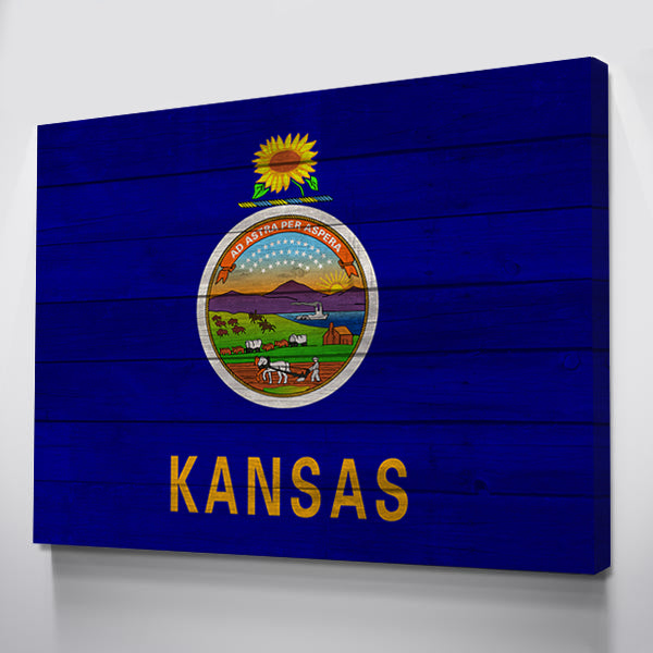 Wood Kansas Flag | 1.5 Inch Thick Gallery Canvas Print