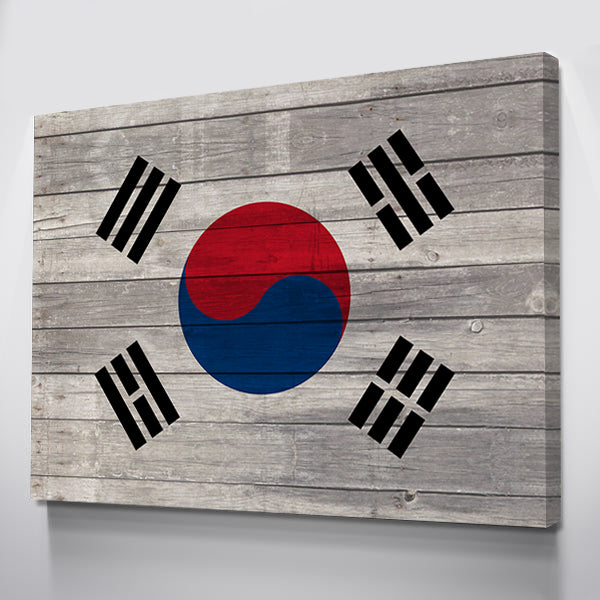 Wood Korea Flag | 1.5 Inch Thick Gallery Canvas Print