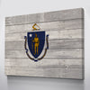 Wood Massachusetts Flag | 1.5 Inch Thick Gallery Canvas Print