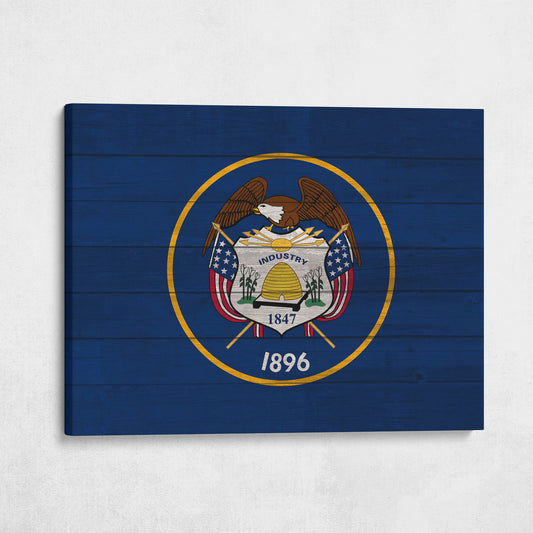 Wood Utah State Flag