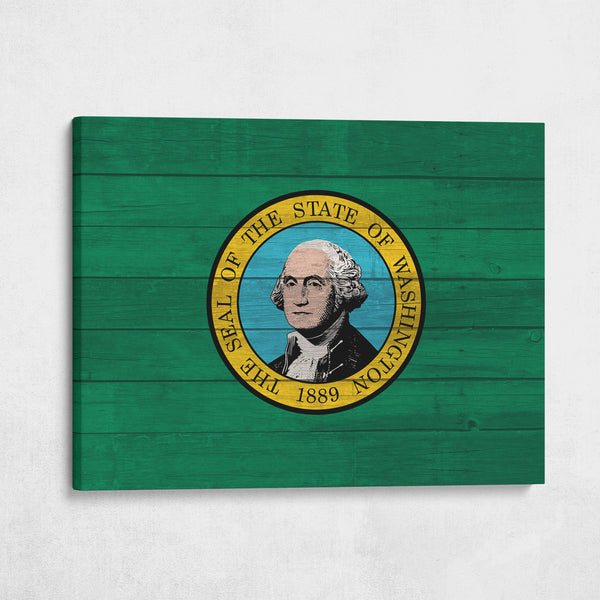 Wood Washington State Flag