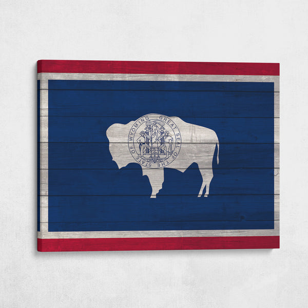Wood Wyoming State Flag