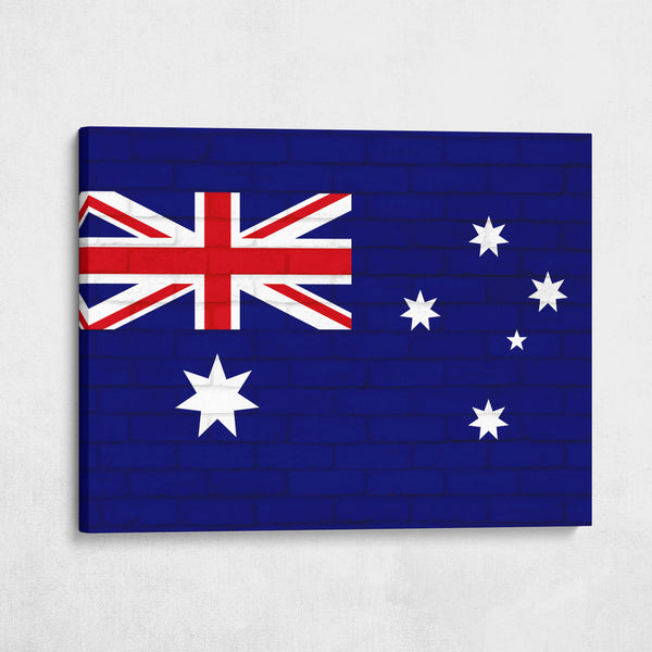 Austrailia National Flag on Brick Texture