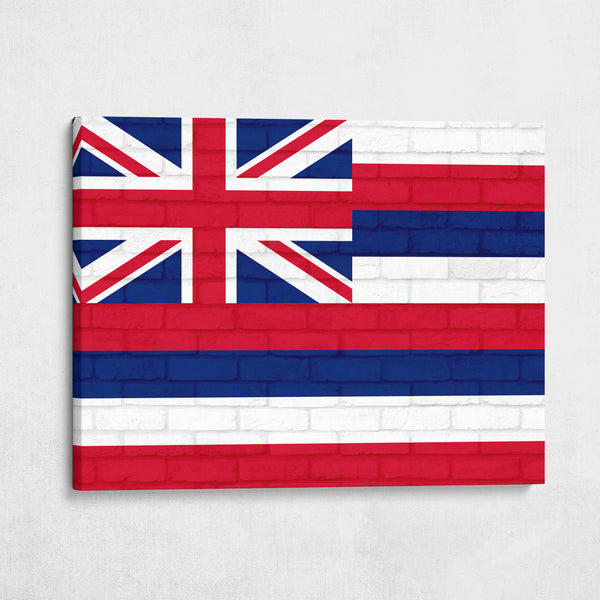 Hawaii State Flag  on Brick Texture