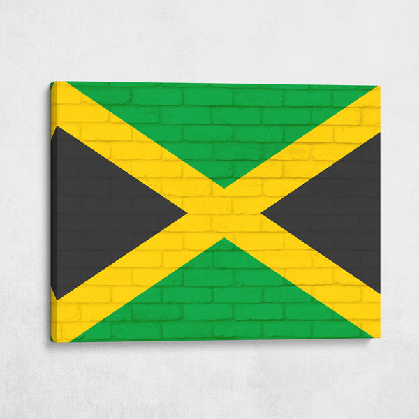Jamaica National Flag on Brick Texture