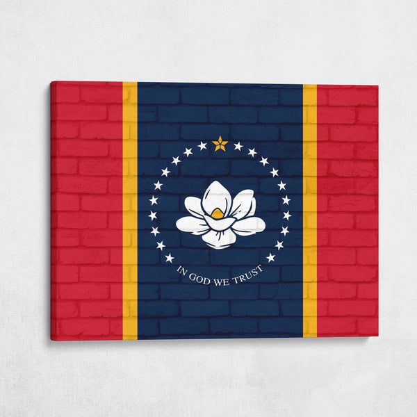 Mississippi State Flag on Brick Texture