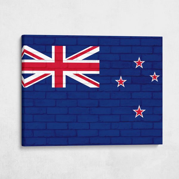 New Zealand National Flag on Brick Texture
