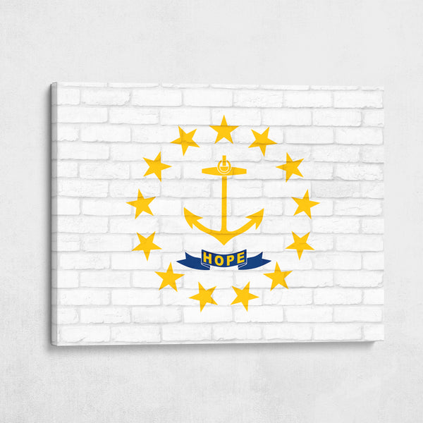 Rhode Island State Flag on Brick Texture