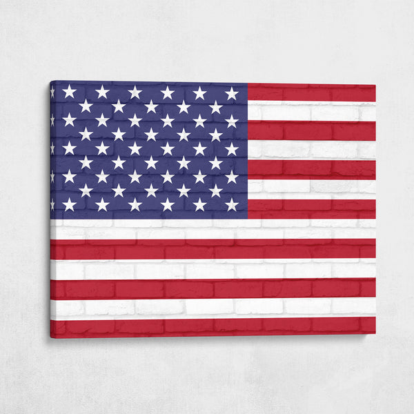 United Staes Of America National Flag on Brick Texture