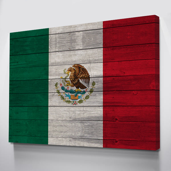 Wood Mexico Flag | 1.5 Inch Thick Gallery Canvas Print